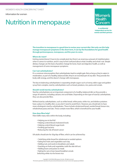 Download Nutrition in menopause factsheet